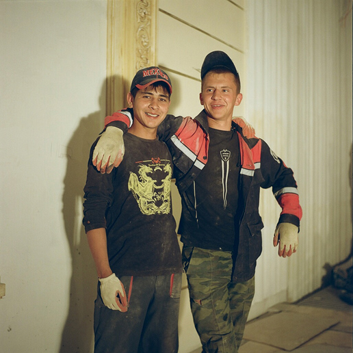 Albert (left) and Andrey, renovation workers