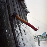 Axe and snow